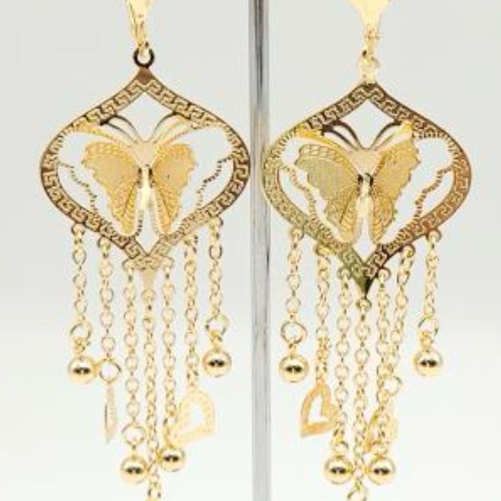 Elegant Butterfly Gold plated Drop Earrings - Picture 3 of 3